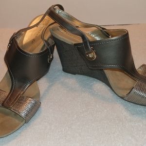 Anne Klein metallic leather sandals